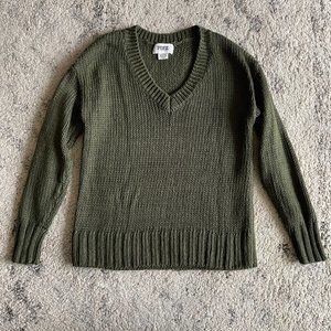 VS PINK Olive Green V Neck Boyfriend Sweater